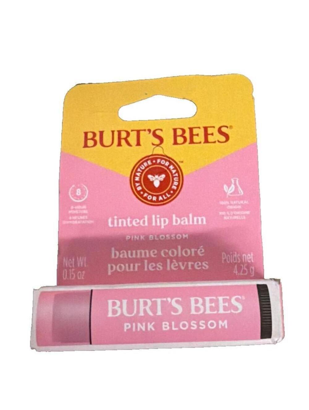 Burt's Bees Tinted Lip Balm Pink Blossom 0.15 oz 4.25g Moisturizing New